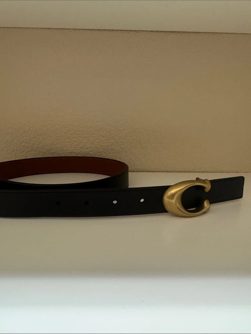 Coach Black Leather Belt with Signature Gold C Buckle